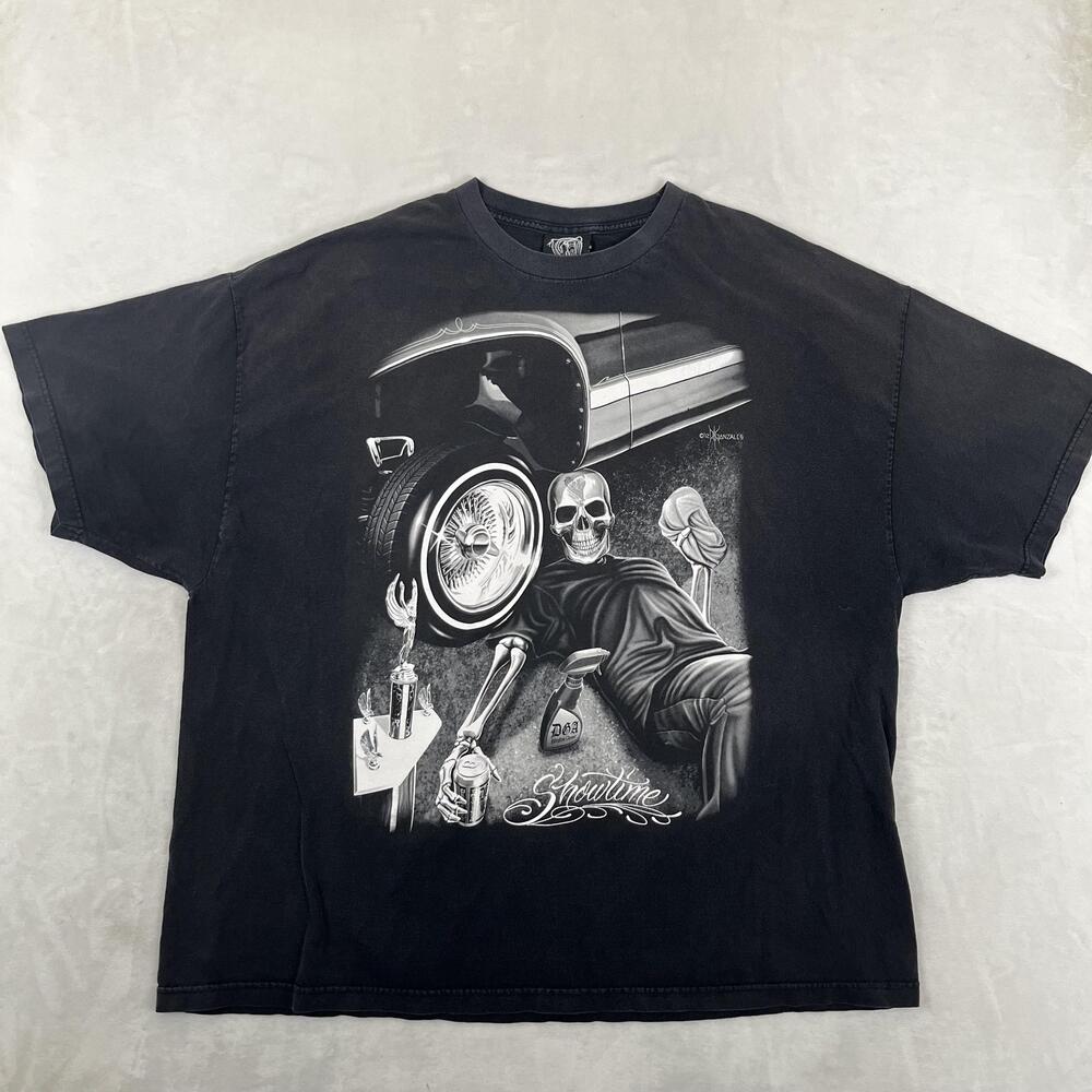 DGA David Gonzales Art Showtime T-Shirt Mens 4XL Black Skull Lowrider Car